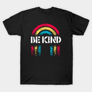 Be Kind Vintage Rainbow Peace Hippie Retro Distressed worn out design T-Shirt